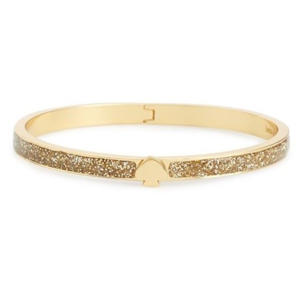 Gold-Tone Glitter Thin Hinge Bangle Bracelet